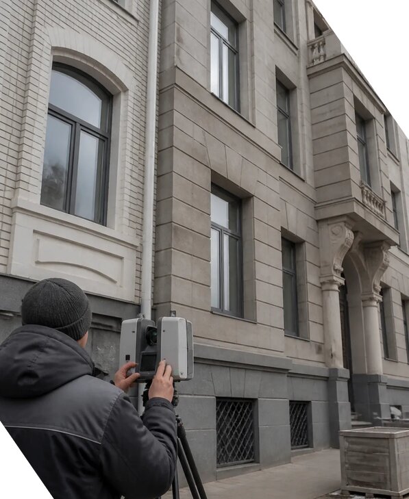 Лазерное сканирование фасадов зданий для обследования в Белорецке
